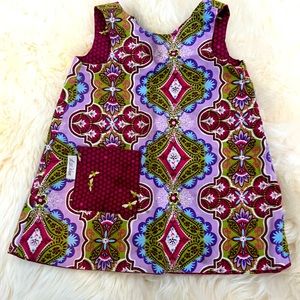 Lilliwear reversible a line dress with dragonfly and bee motif